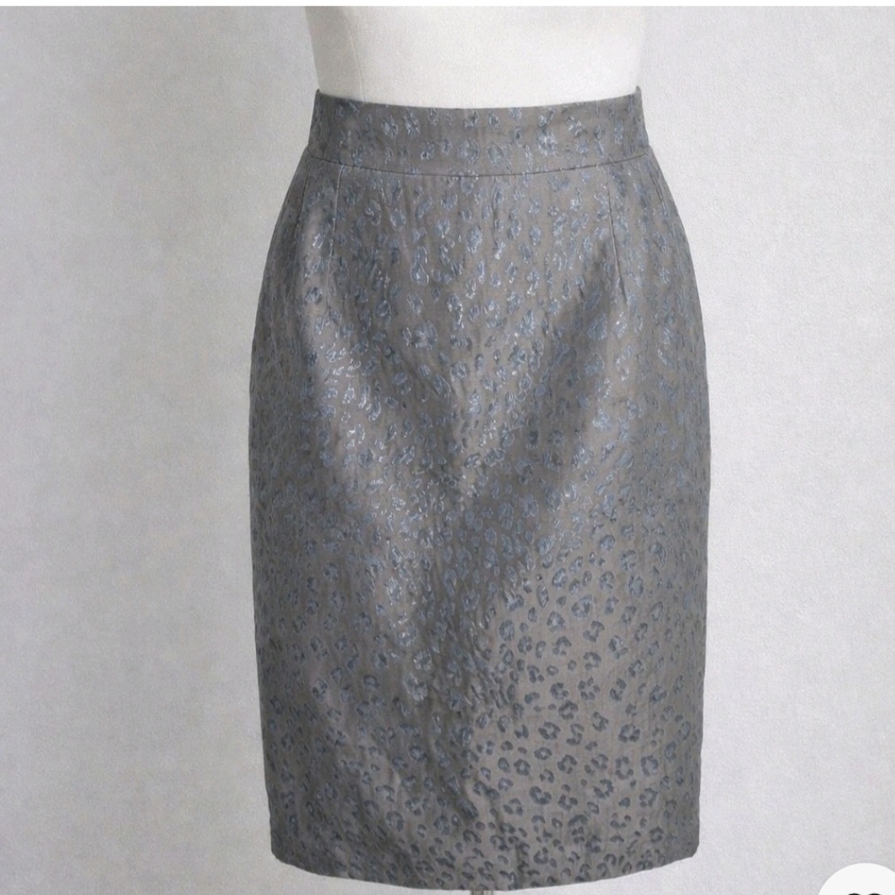 Georges Rech Paris Metallic Jacquard Leopard Skirt • Made in France • EU 42